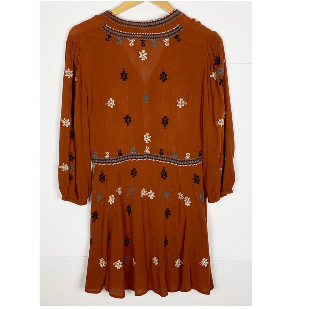 Free People Star Gazer Embroidered Dress Brown Size Small - Picture 5 of 12